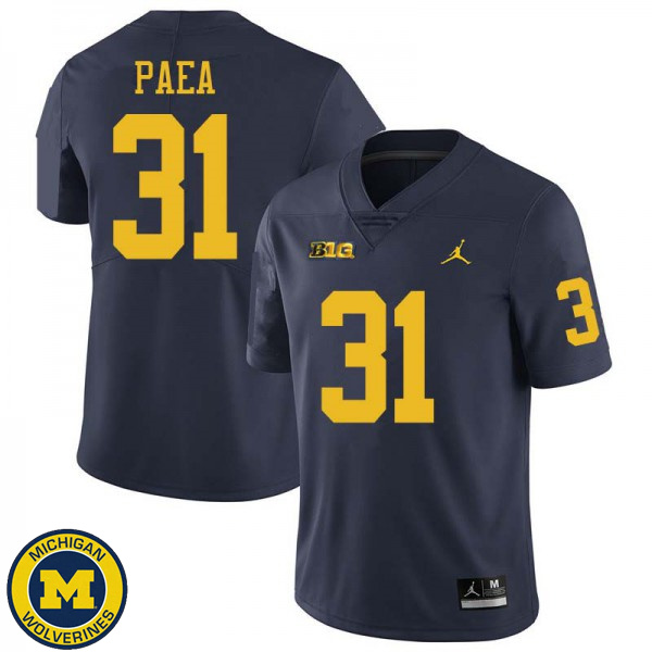 Mens University of Michigan #31 Phillip Paea Navy Jordan Brand NCAA Player Game Jersey